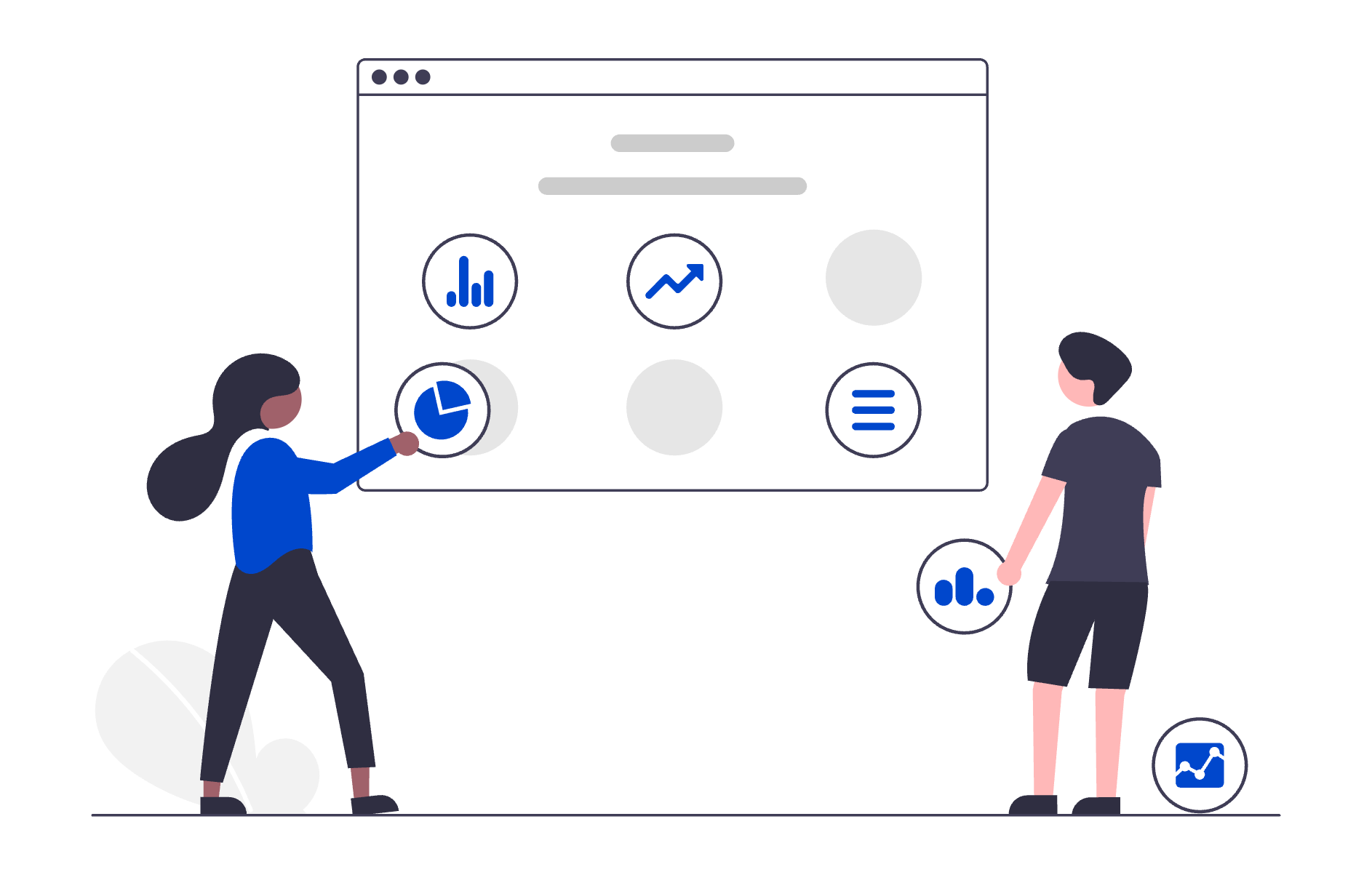 Consulting analytics dashboard with people interacting with data